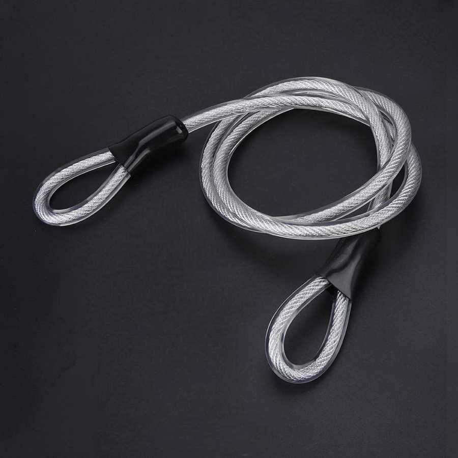 Wire Rope Security Cable For Lock Durable Steel Sealed Looped 120cm 8mm Silver