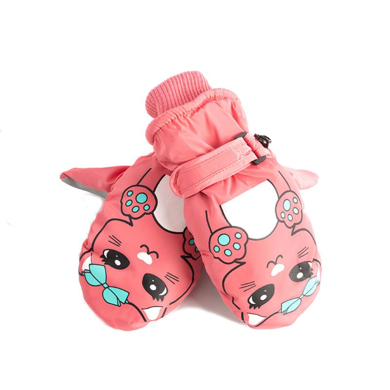 Più Caldo Velluto Delle Ragazze Dei Ragazzi Guanti Da Neve antiscivolo Guanti per Bambini Guanti Invernali Impermeabile Antivento per Bambini Guanti per Bambini 3- 7 anni: Colore rosa
