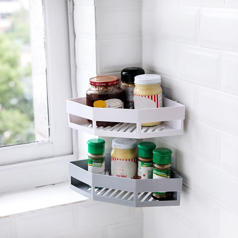 Badeværelse hjørne hylder shampoo holder køkken opbevaringsstativ rod bruser shampoo organizer vægholder pladsbesparende husholdning