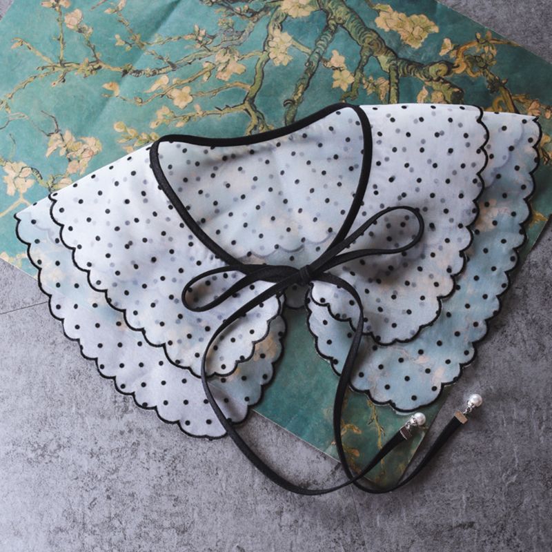 Vrouwen Meisje Kant Valse Nep Kraag Stippen Bloemen Ronde Hals Afneembare Half Shirt Voor Trui Blouse Kleding