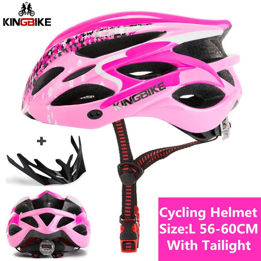 KINGBIKE Cycling MTB Road Helmet Bicycle Women Men Integrally-molded Ultralight Helmet Cycling Helmet Light pc capacete ciclismo: J-656-pink / L