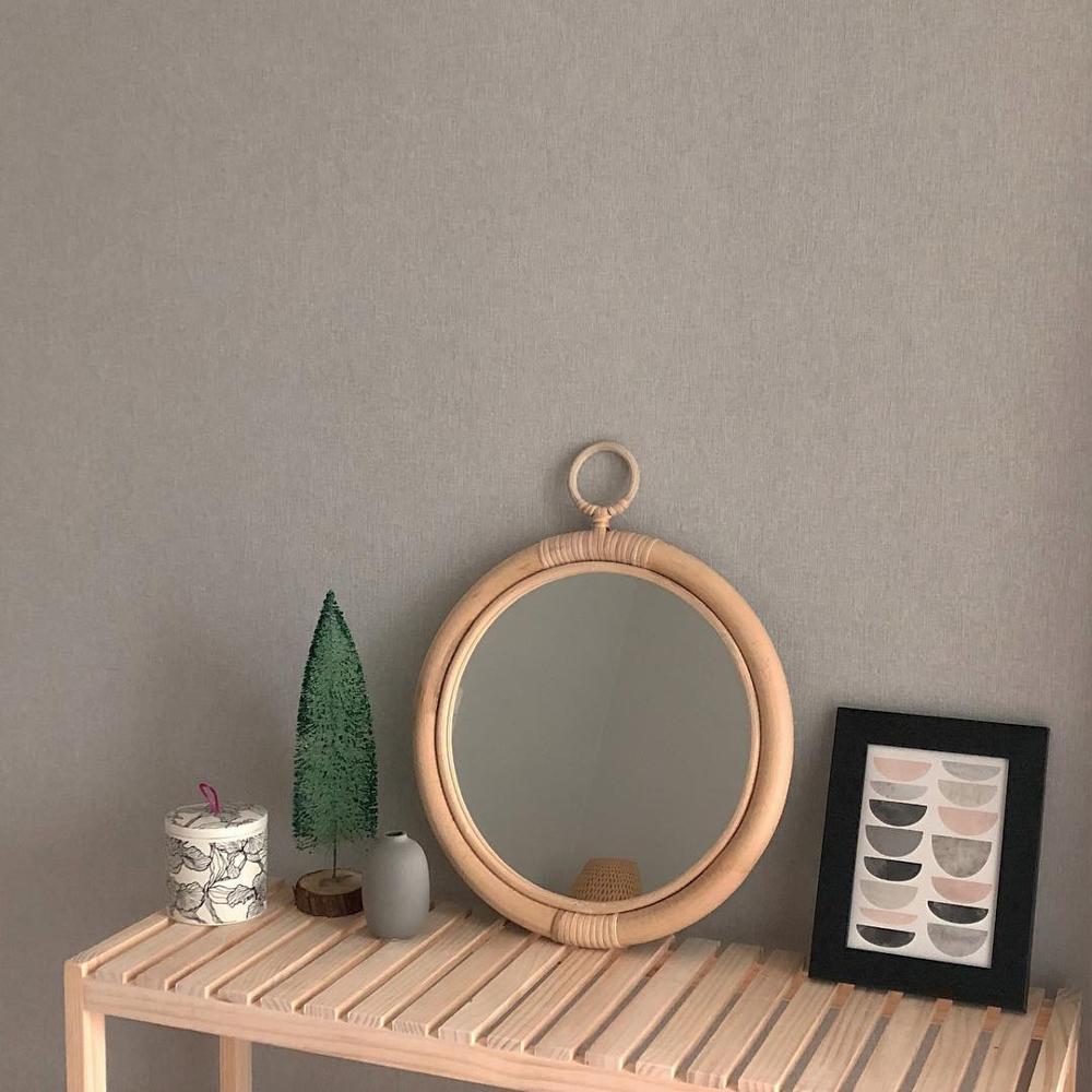 Rotting væg spejl dekoration maison nordisk koreansk japan stil vintage håndlavet hjem hængende indretning runde make up spejle 35cm