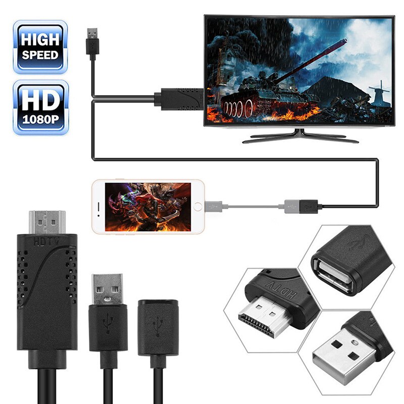 2 In 1 USB Female To HDMI Male HDTV Adapter Cable HDTV Adapter Converter Support 1080P For HDTV Projector Displays