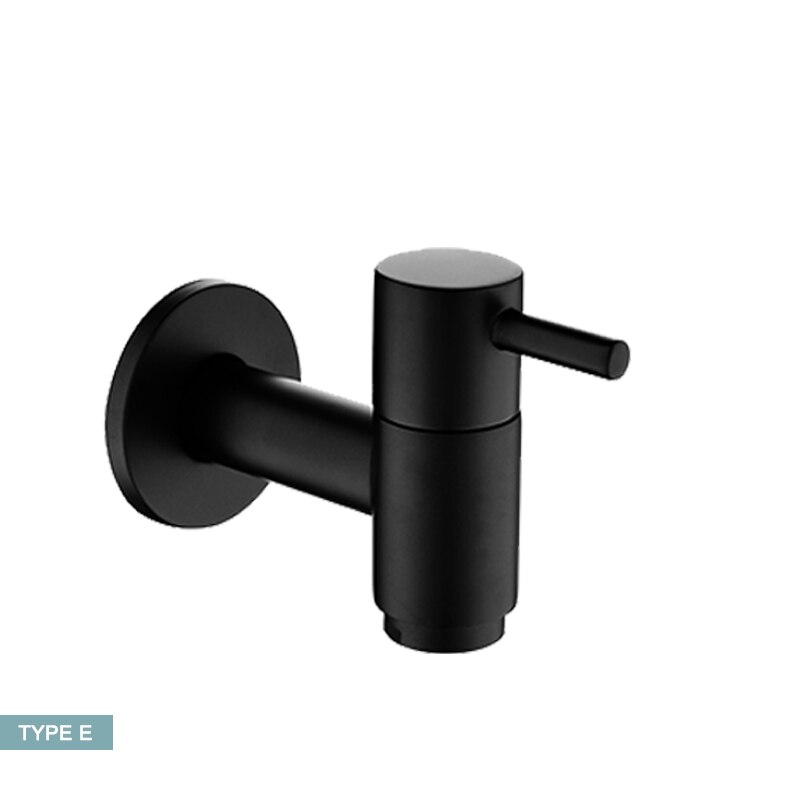 Matte Black Wall Mounted Brass Wasmachine Tap Tuin Outdoor Mop Pool Tap Wc Hoek Badkamer Water Kraan Bibcock: Type E