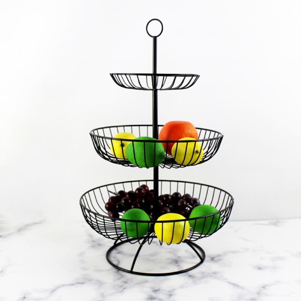 Fruit Basket Elegance Three Tier Fruit Basket Stand Round Storage Tray Fruit Container Bowl Kitchen Organizer
