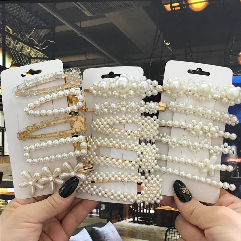 1einstellen Handgemachte Perlen Haar Clips Stift für Frauen Geometrische Blume Barrettes Headwear Mädchen Süße Haarnadeln Haar Zubehör