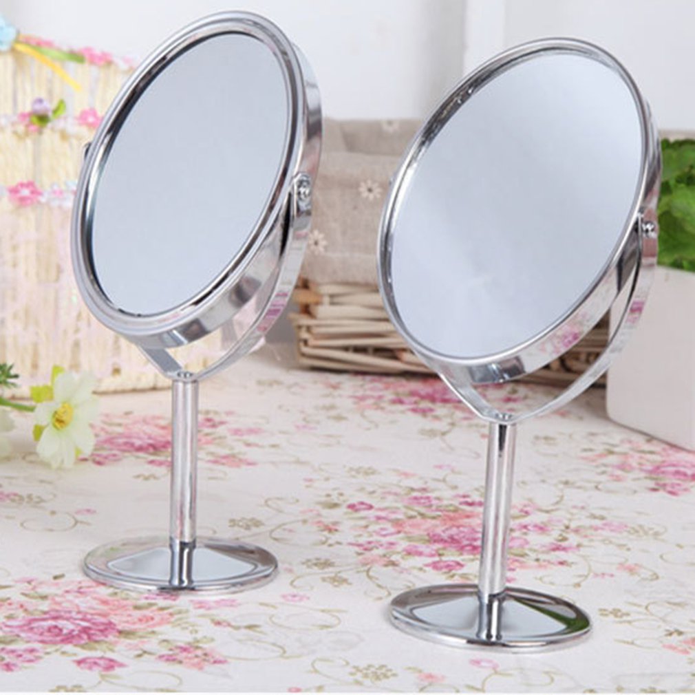 Koreansk metall spegel smink spegel dressing speglar skrivbord roterande 1:2 förstoringsfunktion kvinnor smink verktyg ljus