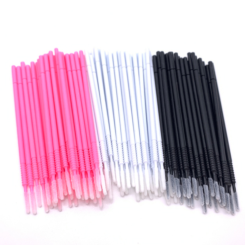 100 Uds microcepillos flexibles aplicadores de microcepillos desechables extensiones de pestañas cepillo de limpieza de pegamento para extensión de pestañas