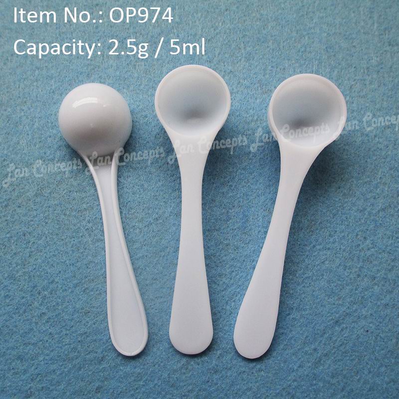 50 unids/lote PP de alimentaria cuchara medidora de plástico 1g 2ml 1,2g 2,5 ml 2,5g 5ML 4g 8ml 5g 9ml para la opción-blanco: 5ml OP974