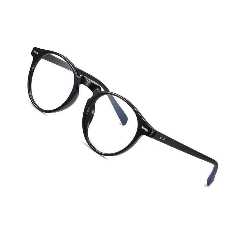 Aofly meekleurende bril voor dames, ronde anti-blauw licht bril voor dames, vintage optisch montuur, computerbril op sterkte  uv400: C1 zwarte