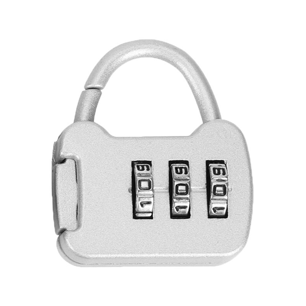 Portable 3 chiffres combinaison sac à dos Mini transport mot de passe serrure matériel fixation rétractable et mécanisme d'attache de sécurité pour voyage sac à dos serrure cadenas: Argent