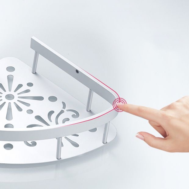 Estantes de aluminio para baño, repisa esquinera de pared para cosméticos, almacenamiento de champú y ducha, ganchos de Hardware, color negro y plateado