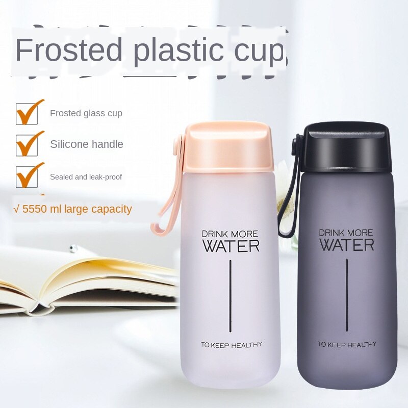 Matte plastic waterbeker modieuze sportwaterfles anti-val grote capaciteit kinder casual beker