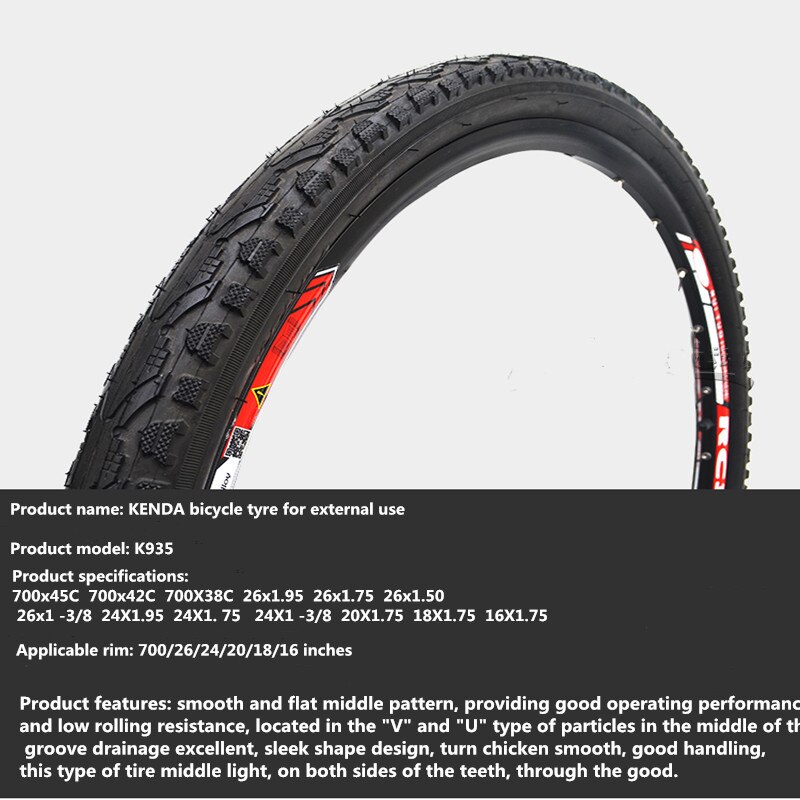 1 pièces Kenda pneu de vélo 20 26 29 700*1.5/1.75/1.95 K935 VTT pliant vélo pneu