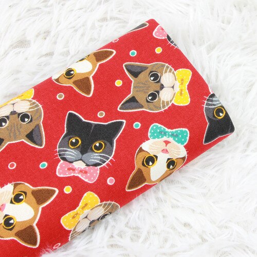 Tela gruesa de algodón de 110x45cm de yarda, Tela con estampado de lazo de gato Animal, bolsa de costura hecha a mano, Material de mosaico, accesorios para el hogar, textil: Cotton Fabric 2