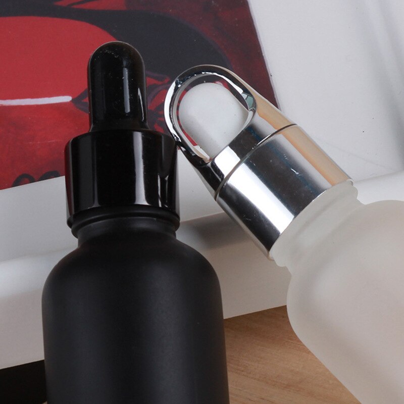 5-100ml Tropfer Flasche Milchglas Flüssigkeit Reagenz Pipette Flasche Silber Abdeckung Pipette Tropfen Aromatherapie Behälter Glas