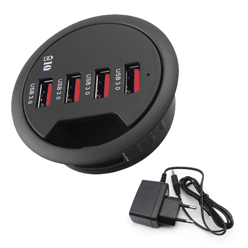 EU US Power Adapter Mounting In-Desk 4 Ports USB 3.0 Hub Multi Splitter for PC Desktop Computer Laptop Mouse Keyboard: R-EU