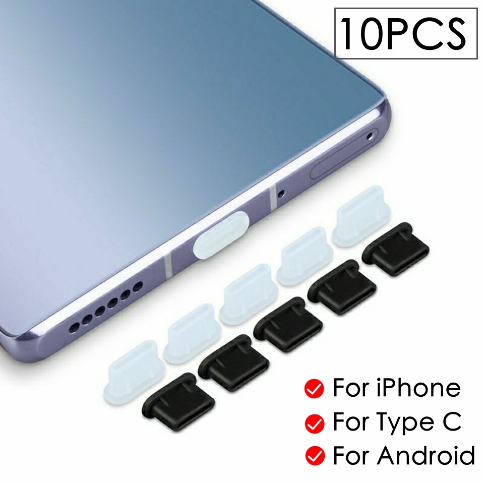 10Pcs Silicone Telefoon Stof Plug Poort Opladen Rubberen Pluggen Stofdicht Cover Cap Voor Iphone 13 12 Pro Max Samsung xiaomi Google Lg