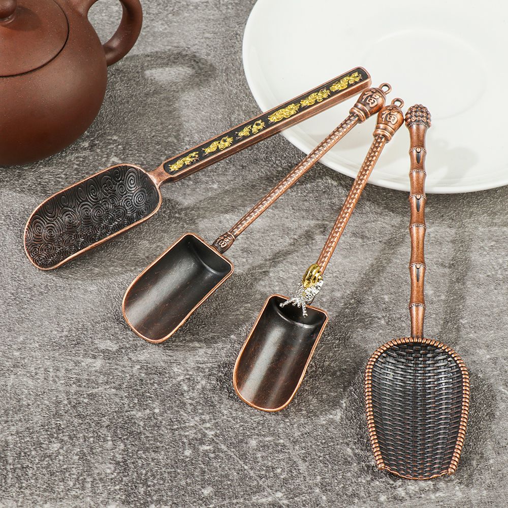 Chinese Alloy Tea Spoon Tea Scoop Spoon Dispenser Tea Leaves Chooser Holder Kitchen Gadgets Accessories