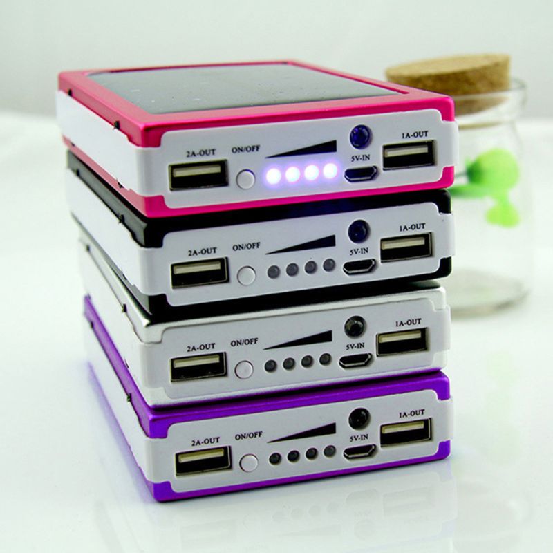 scatola DIY potenza Banca - 10000mAh - Supporto 5x Batterie 18650 - Uscita 5V 1A/2.1A - Caricatore Solare