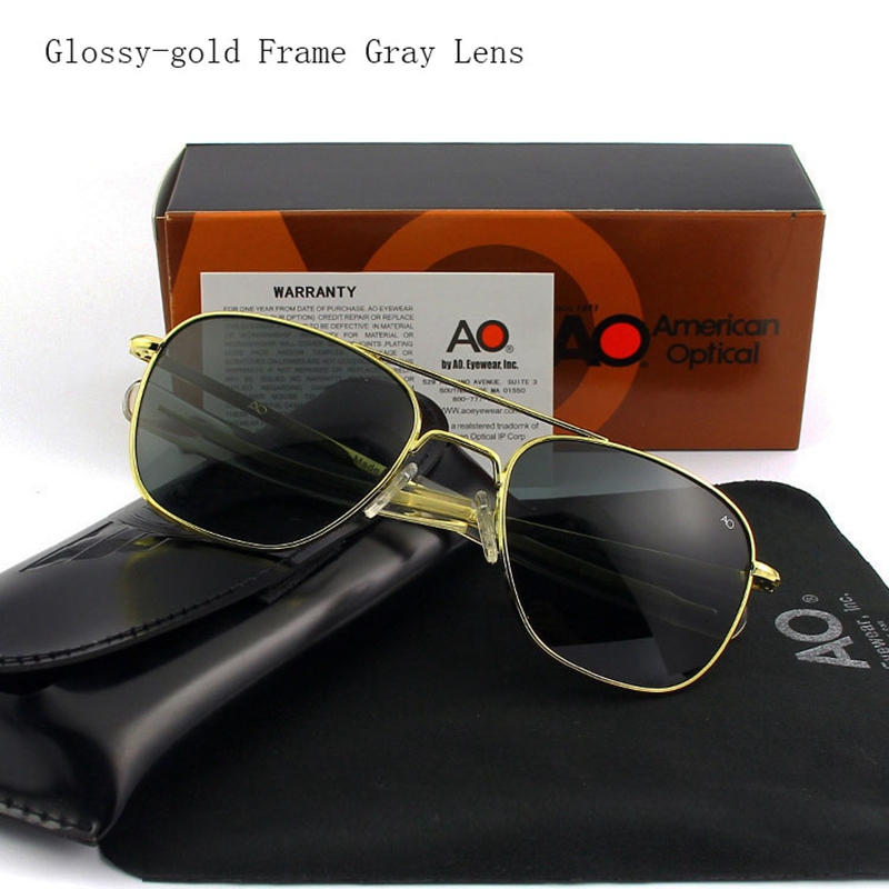 Pilot AO Sunglasses Men Brand AGX Tempered Glass Lens Sun Glasses Male: WHITE / GRAY