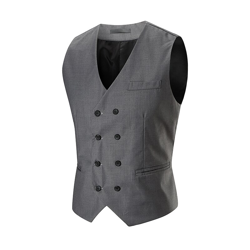 Vesten heren lente/herfst v-hals dubbelrijs vest heren zwart grijs wit vesten & gilets: Grijs / Xl