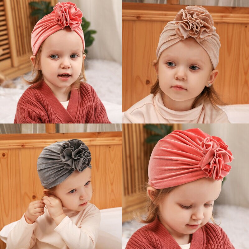 18 farben Kleinkind Baby Mädchen Jungen Hüte Turban Blume Kopf wickeln Kleinkind Mütze Hütte Warme Kappe Stirnband