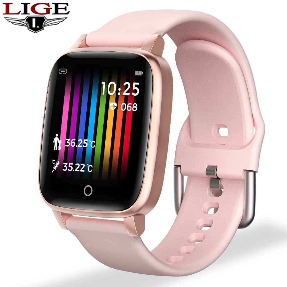 LIGE Smartwatch - Body Temp & Heart Rate Monitor - Fitness Tracker for Android & iOS - 1.3" Display