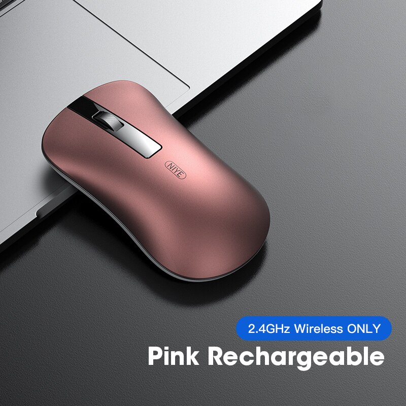 Stille Draadloze Muis 2.4Ghz Usb Oplaadbare Ergonomische Muizen 1600 Dpi Optische Mute Voor Pc Laptop Notebook Kantoor Gaming Mouse: 2.4GHz Pink