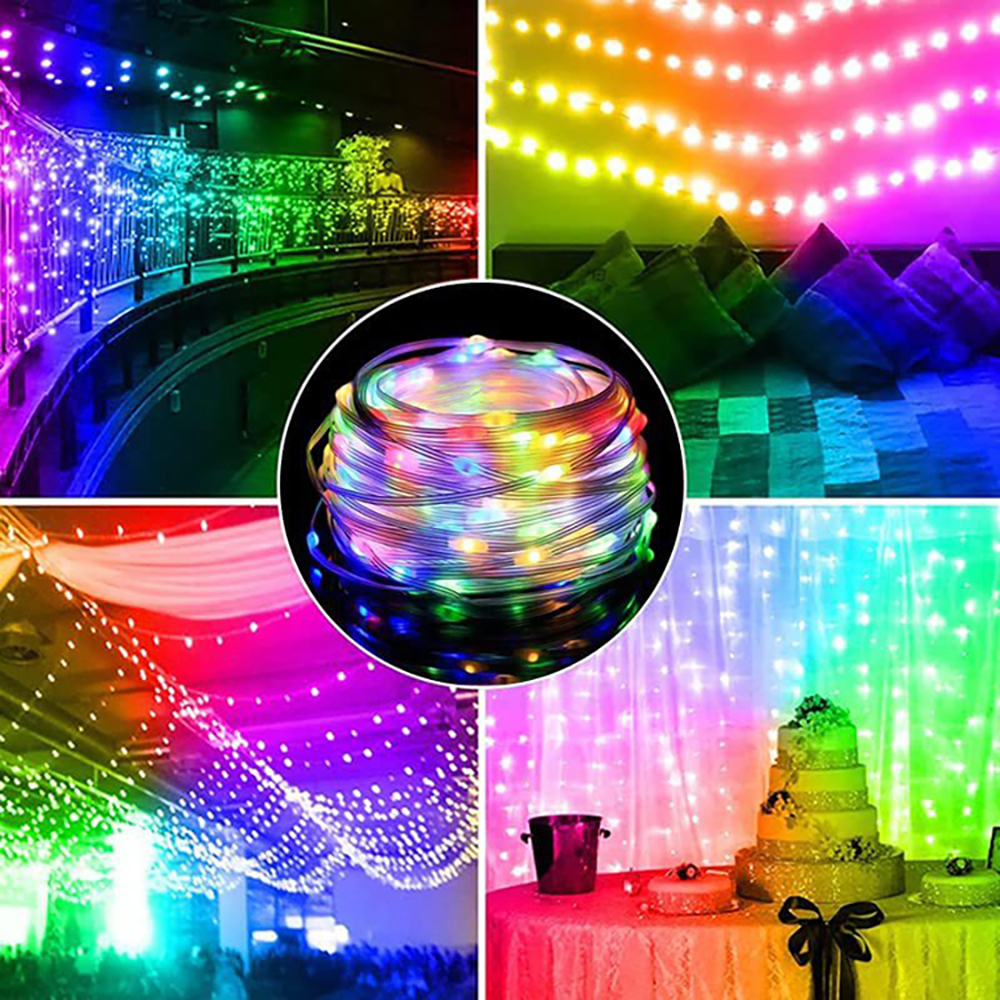 40M LED extérieur noël lumière décorative RGB IC Bluetooth APP contrôle 5V USB LED conte de fées chaîne lumineuse pour fête de mariage