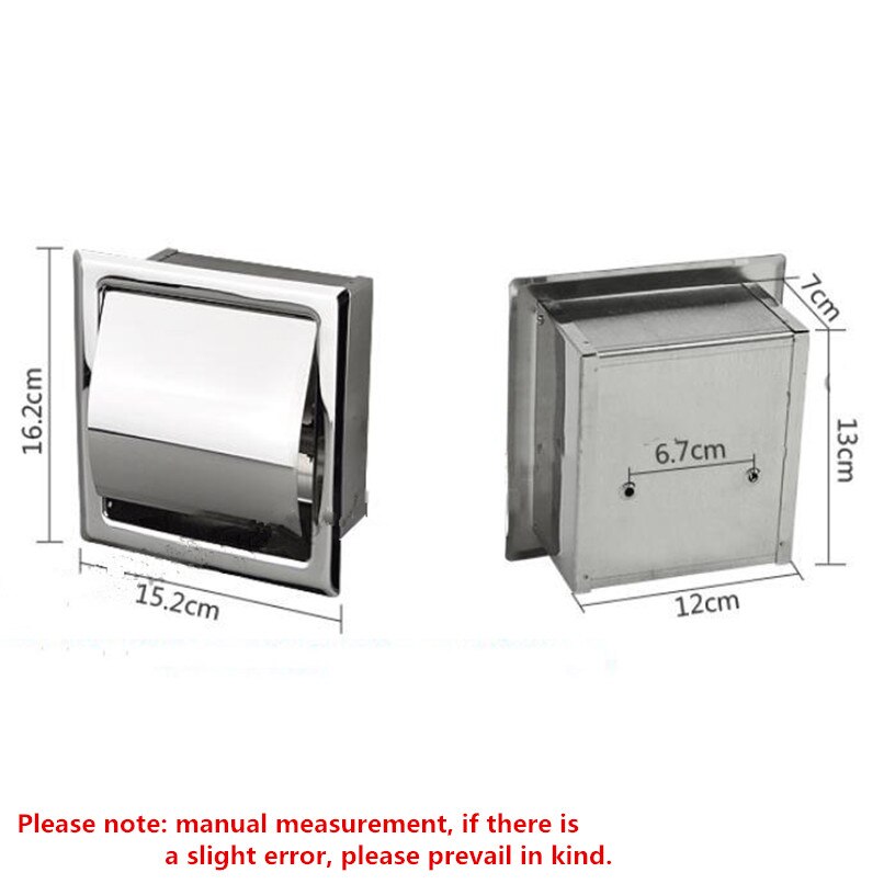 Stainless Steel in-wall Installation Built-in Toilet Tray Concealed Bathroom Tissue Box Hidden Installation Roll Holder