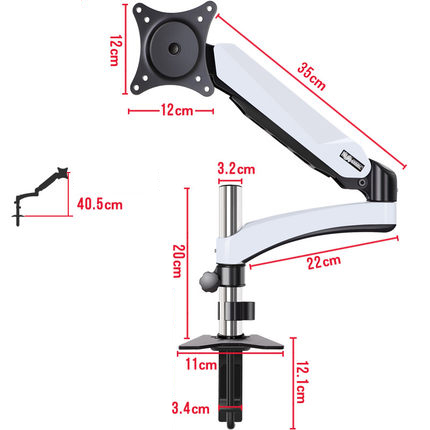 40cm DL-GM111 17-27" grommet clamp base LCD LED Monitor Holder Arm mount desk stand mechanical Spring Full Motion: 20CM SILVER