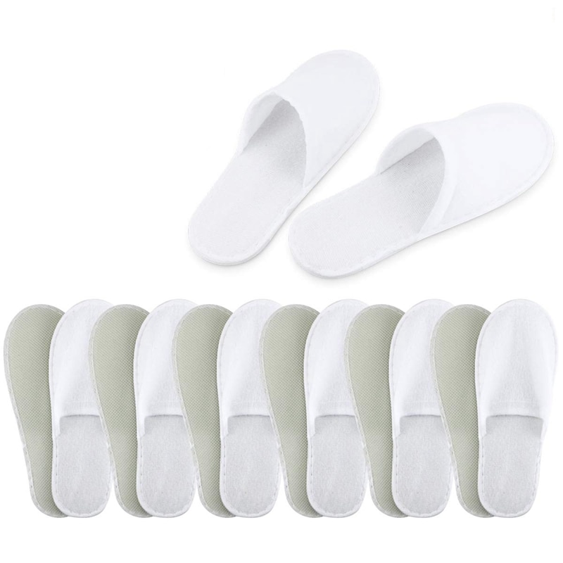 20 Pairs Wegwerp Witte Hotel Slippers Voor Gasten, Gesloten Teen Slippers Fit Voor Vrouwen En Mannen: Default Title