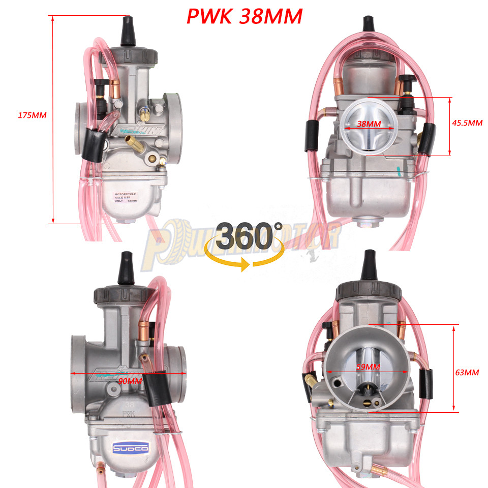 Keihin Motorfiets Carburateur 4-takt Carb Onderdelen Pwk 33 34 35 36 38 40 42 Mm Voor Motor Racen Scooters Crossmotor Met Power Jet: Bruin