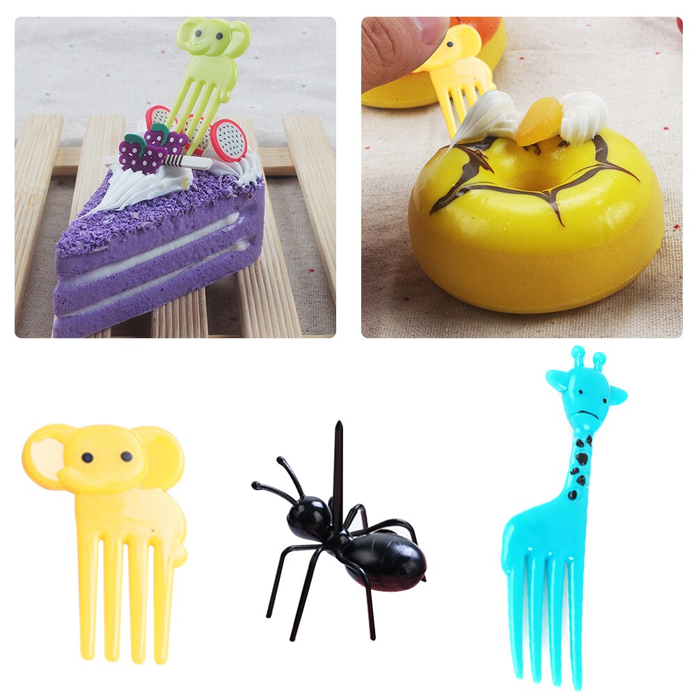 10Pcs/Sets Bamboo Leaf Cute Fruit Fork Kids Sticks Cocktail Fruit Fork Plastic Wedding Festival Decorations Birthday