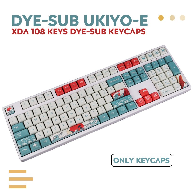 108 Keys XDA Profile PBT Keycap DYE-Sublimation Japanese Ukiyo-e Keycaps For GK61 Cherry MX Switch Mechanical Keyboard: Default Title