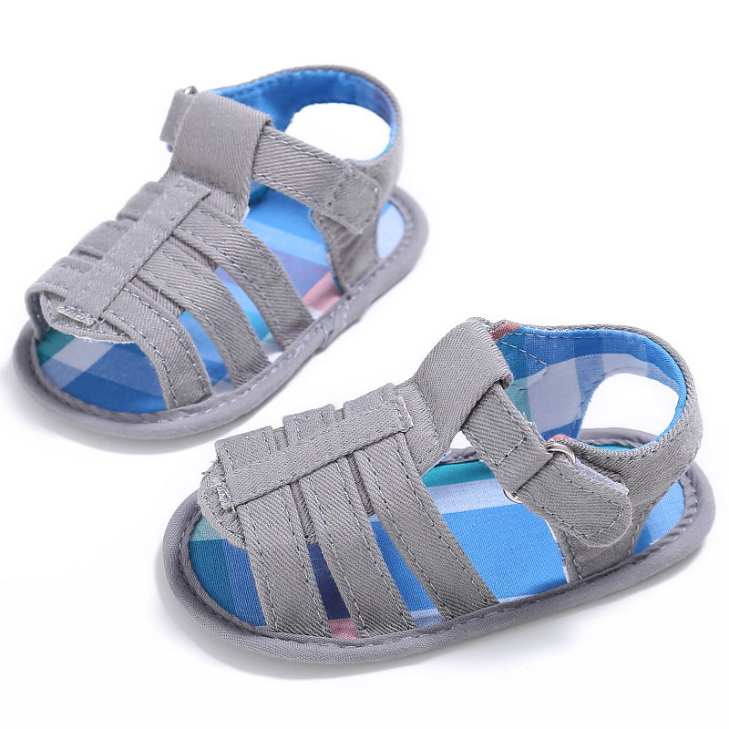 Summer Newborn Baby Sandals Hollow Out Infant Boys Girls Sandals Clogs Cute Little Kids Bandage Anti-slip Crib Shoes: Gray / 0-6 Months