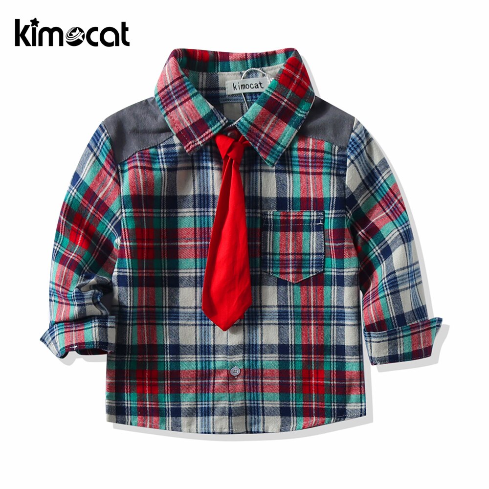 Kimocat Baby Boy Kleding 100% Katoen Lente Herfst Lange Mouw Kind Kids Jongens Plaid Tops Casual Kleding