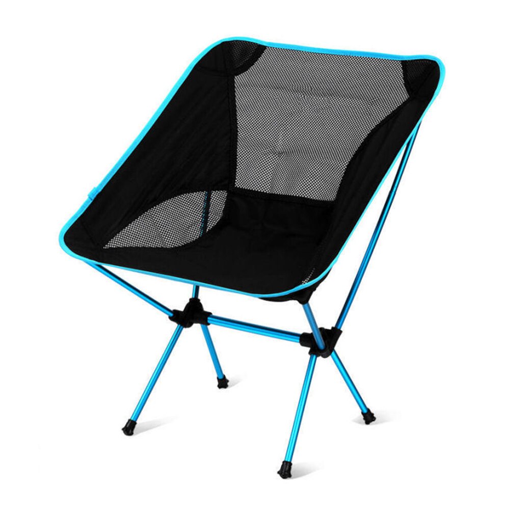 Camping folde måne stole udendørs fiskeri strande ryglæn sæde camping grill stole have ultralette kontor møbler til hjemmet: Søblå