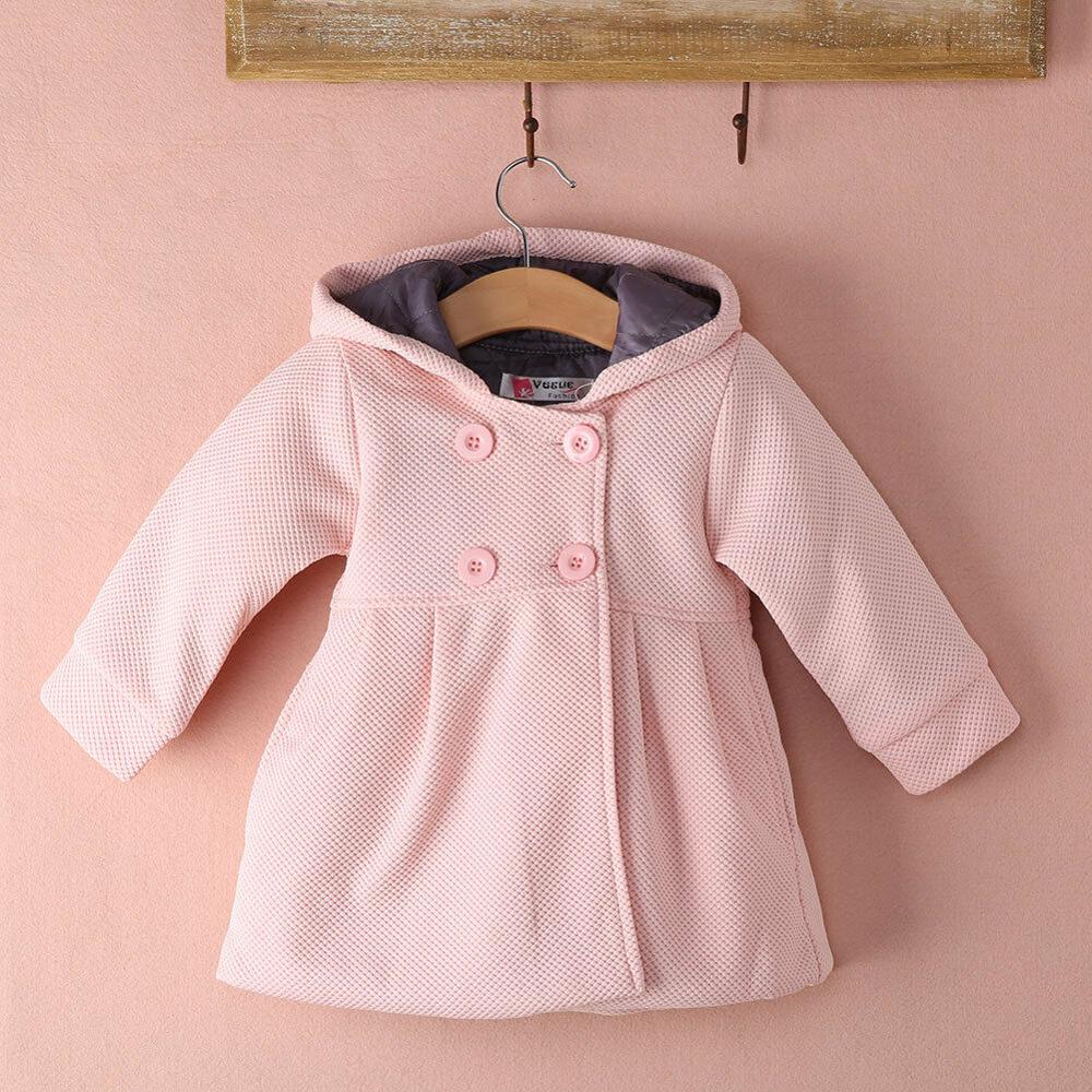 Cotton Baby Toddler Girl Clothing Autumn Winter Horn Button Hooded Coat Outerwear Jacket Girls 6M-3T