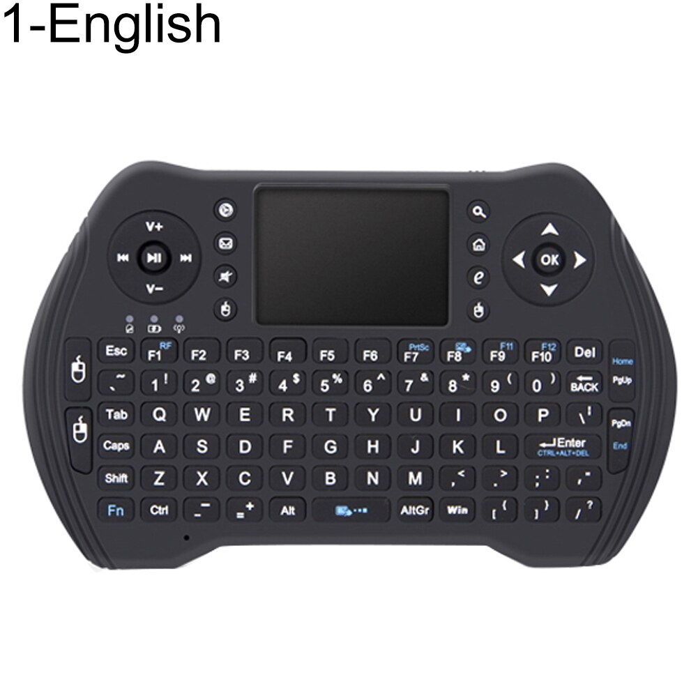 USB i8 Mini Wireless keyboard English Russian Arabic black Air Mouse 2.4GHz Wireless Keyboard Touchpad Handheld for TV Box PC: English