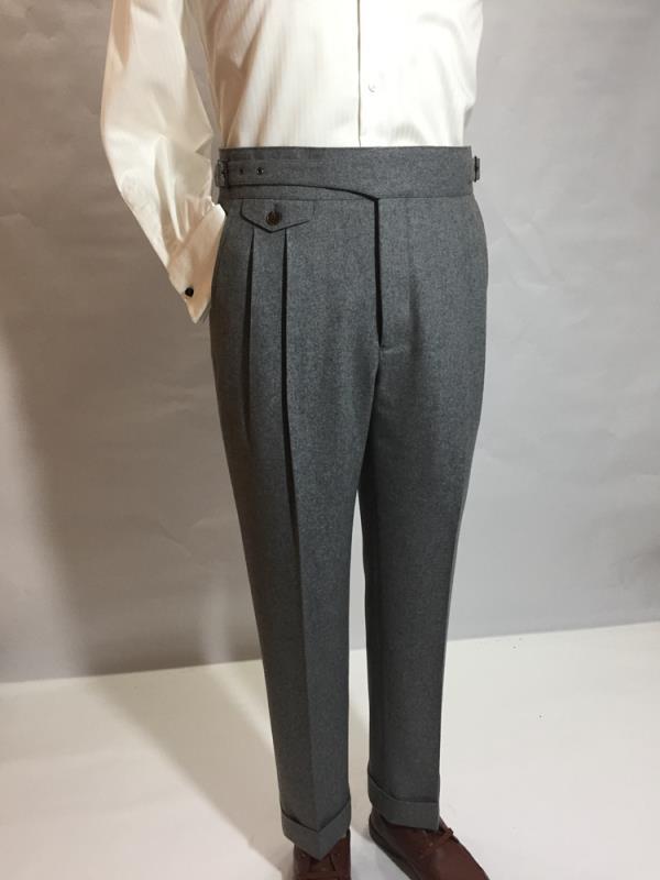 Trousers for Men Wool Tweed Pants Retro Men Trousers Autumn High Waist Pants Gentleman Trousers Suit Male Men&#39;s Clothing: gray / L