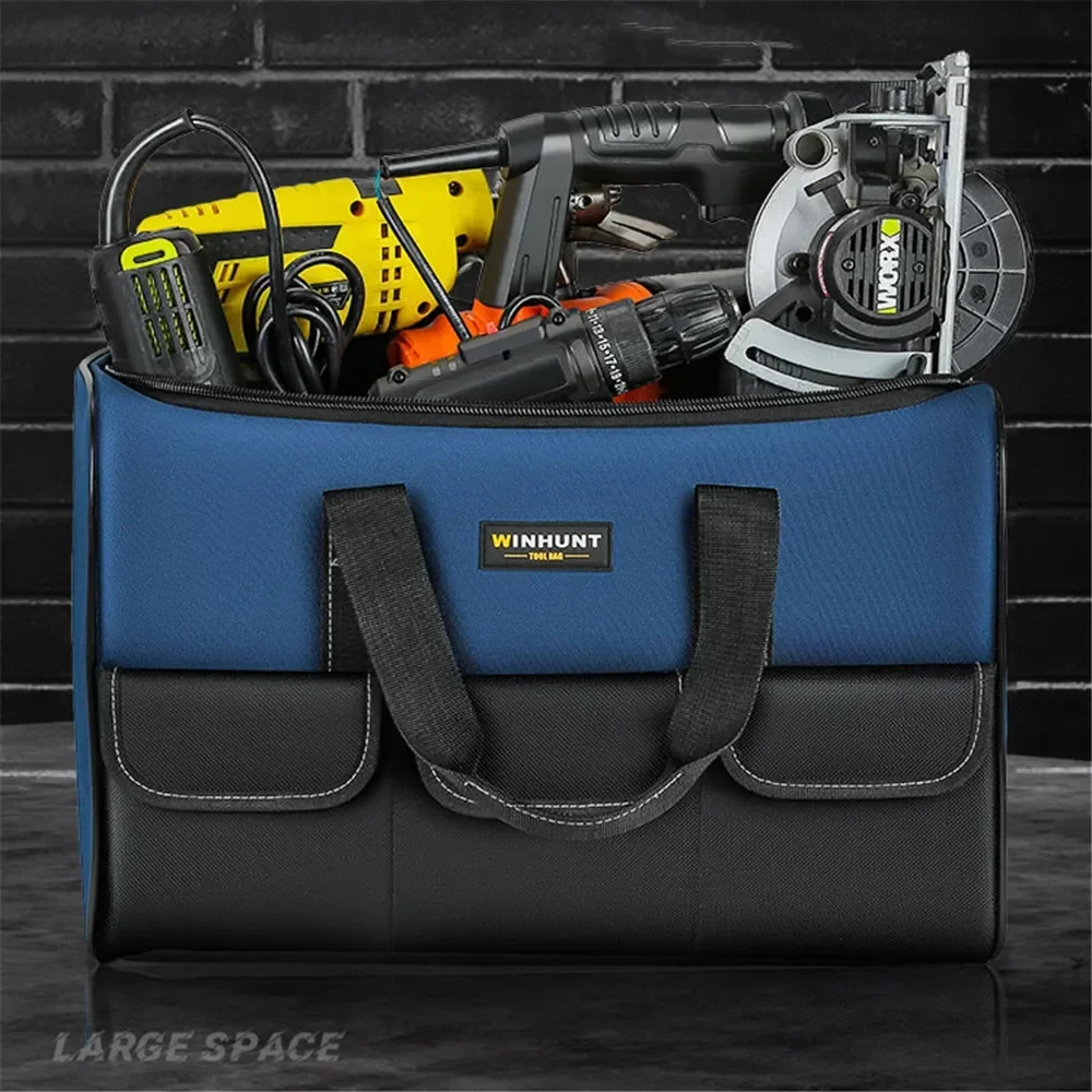 Square Tool Bag with 30% More Capacity Waterproof Multi Pockets Tool Organizer Tool Pouch for Electrician Tools