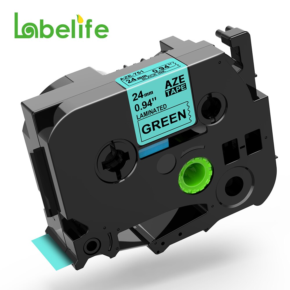 Mutiple Kleuren Compatibel Voor Brother P-Touch Label Tape 24Mm Zwart Op Wit Zwart Op Geel Label Printer tape Voor PTP700 710: Black on Green