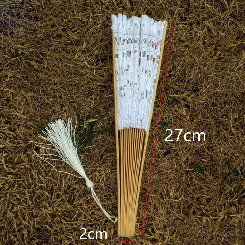 Portable Dancing Props Hand Fan Wedding Bamboo Bone Tassel Folding Lace Photography Hollowed Out Handmade Accessories #63