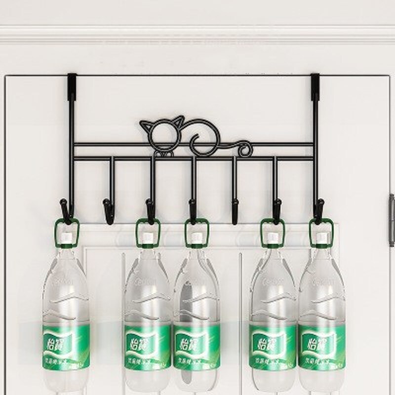 7-Hook over door hanger Iron Art Bag Clothes Key Scarf Hanging Holder Bathroom Kitchen Home Back Door organizer