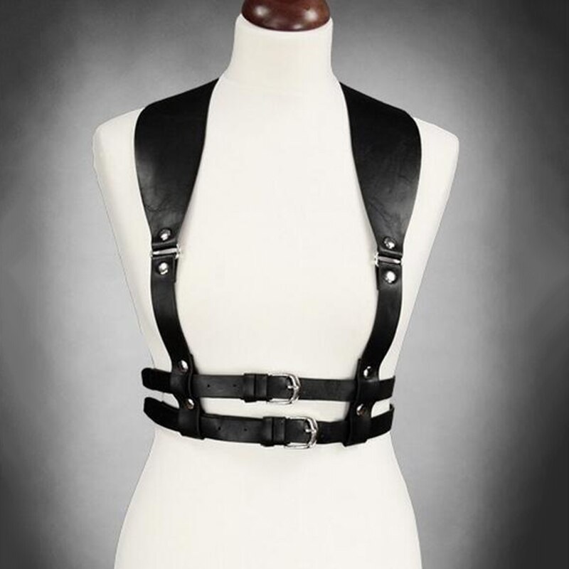 Harnais de poitrine gothique en cuir PU pour hommes, bretelles de gilet, ceintures de taille, Costumes de Cosplay, Punk rétro: 2