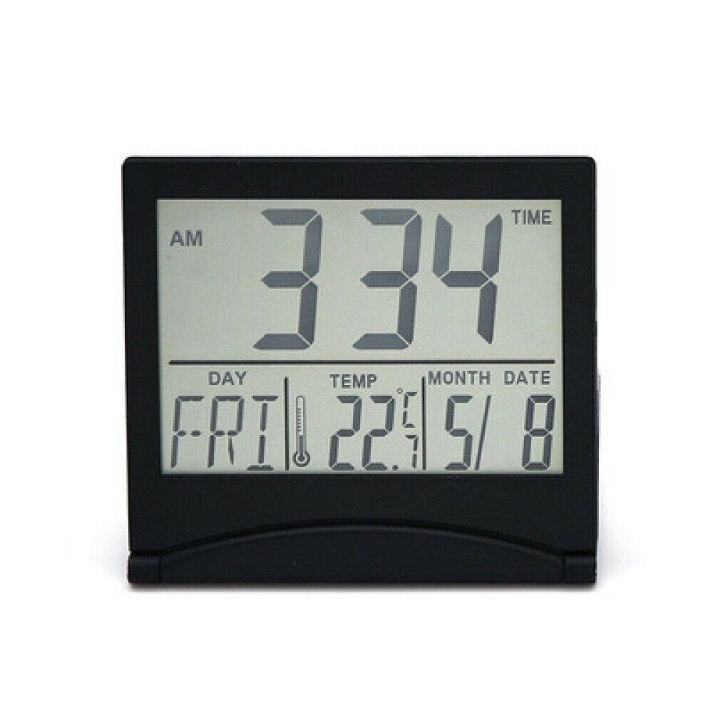 Foldable LCD Digital Alarm Clock Desk Table Weather Station Desk Temperature Travel Ectronic Mini Clock Living Room Decor