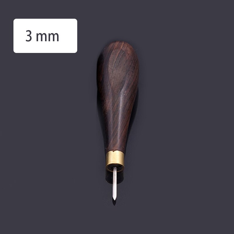 Leather Craft Awl 3mm 4mm 5-6mm DIY Leather Stitching Sewing Wooden Diamond Rhombus Awl Leathercraft Punch Tool: 3 mm