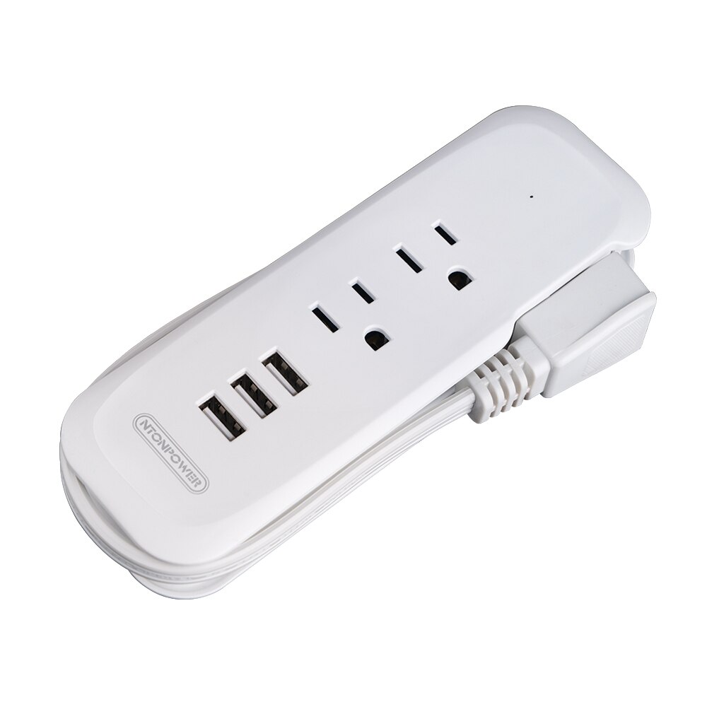 NTONPOWER Travel Power Strip met USB ONS Elektrische Platte Stekker Mini Desktop Opladen met 15 inch Verlengsnoer voor Cruise: WHITE